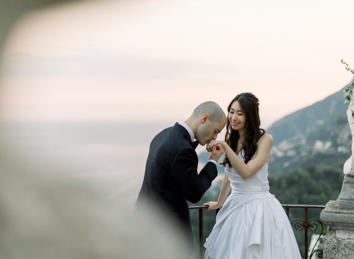 Jason and Megan on their wedding day, Villa Cimbrone, Ravello